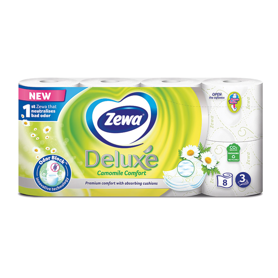 Zewa Deluxe Χαρτί Υγείας Camomile 3Φύλλων 8τεμ. 704γρ.