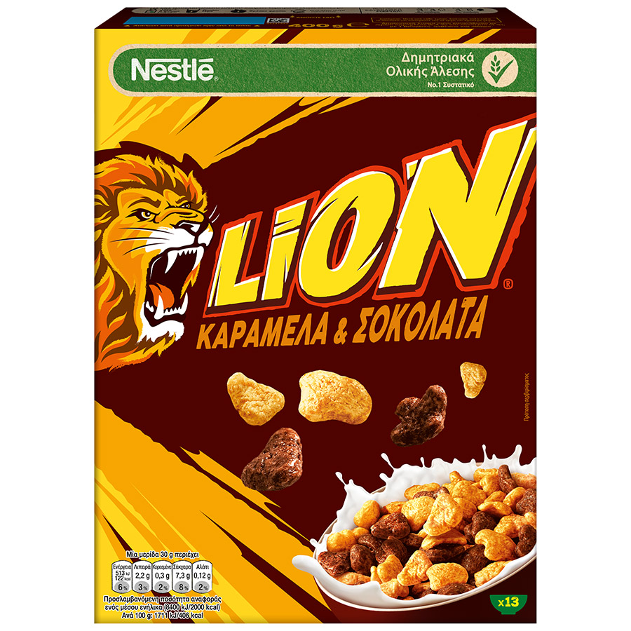 Nestle Lion Δημητριακά Ολικής Άλεσης Με Καραμέλα & Σοκολάτα 400γρ.
