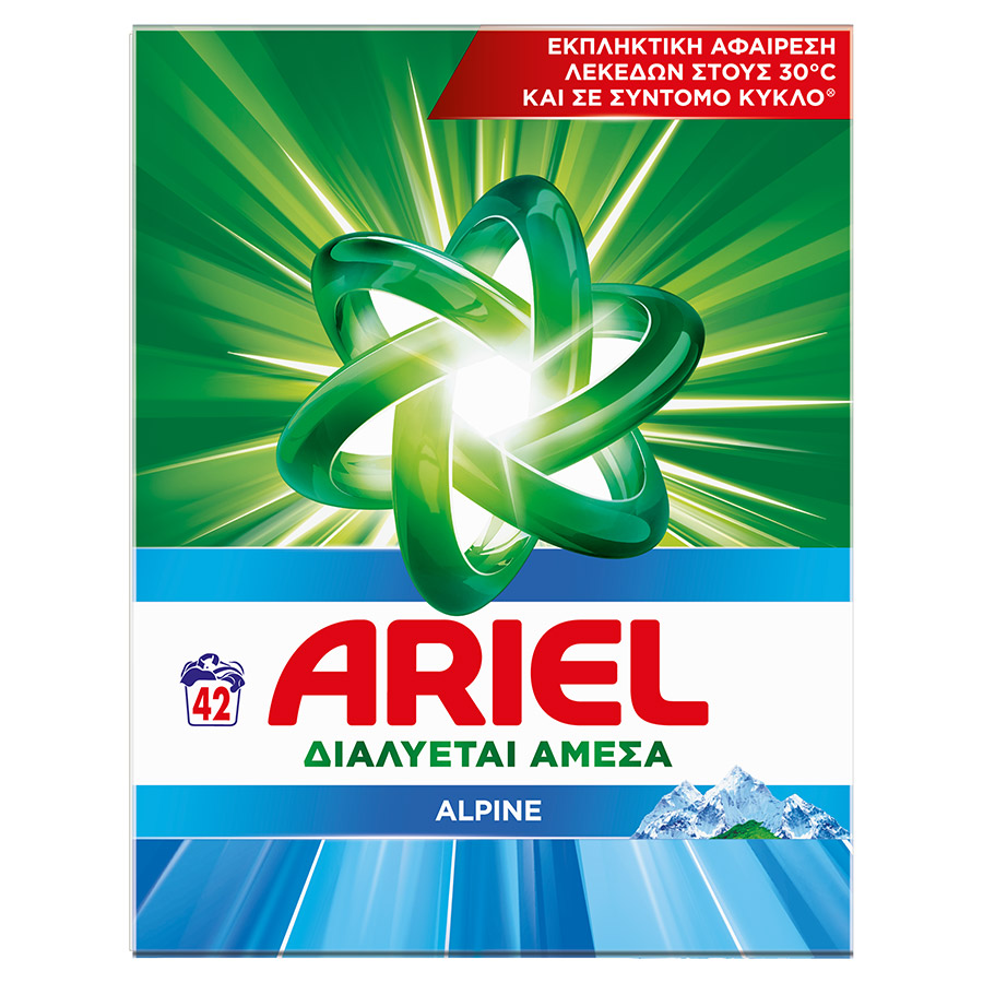 Ariel Απορρυπαντικό Πλυντηρίου Ρούχων Σκόνη Alpine 42mez. 2,73kg.