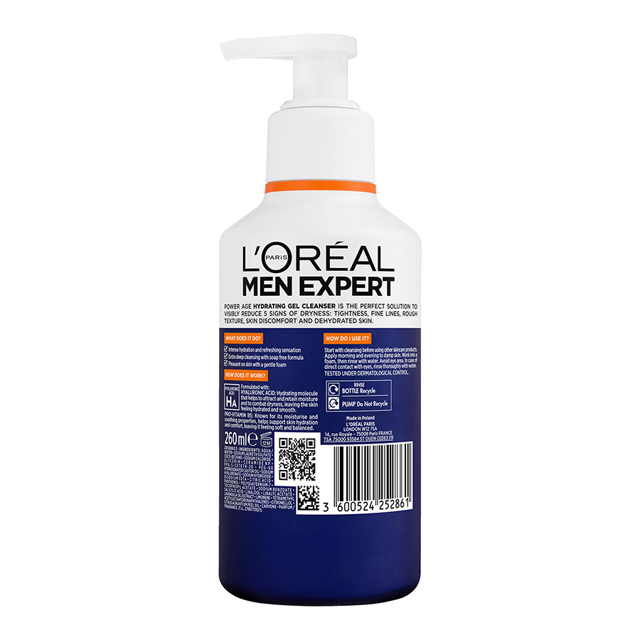 L'oreal Men Expert Gel Καθαρισμού Power Age 260ml.
