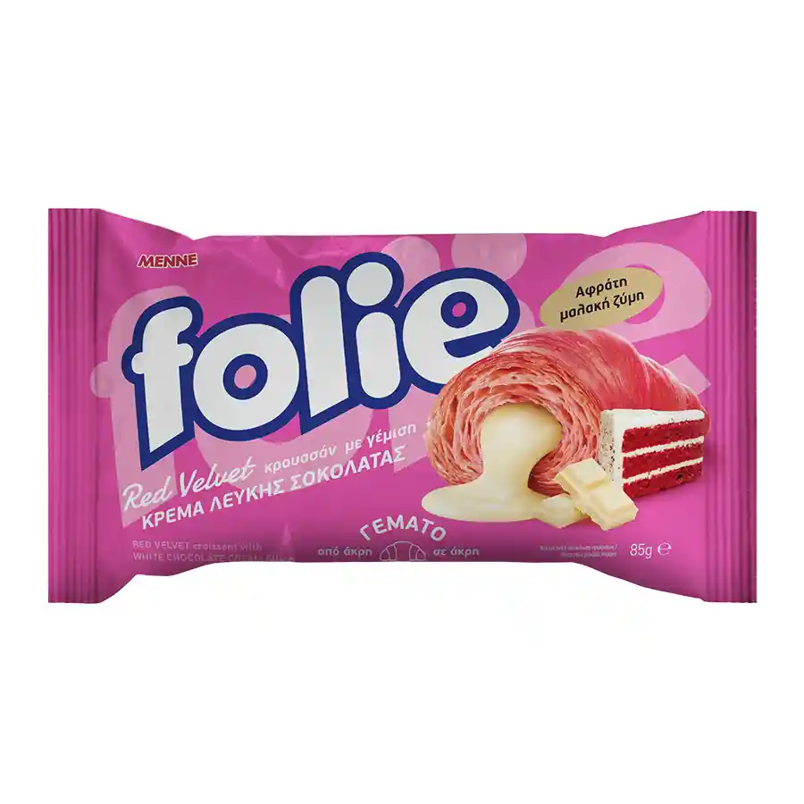 Folie Red Velvet Κρουασάν Με Κρέμα Λευκής Σοκολάτας 85γρ.