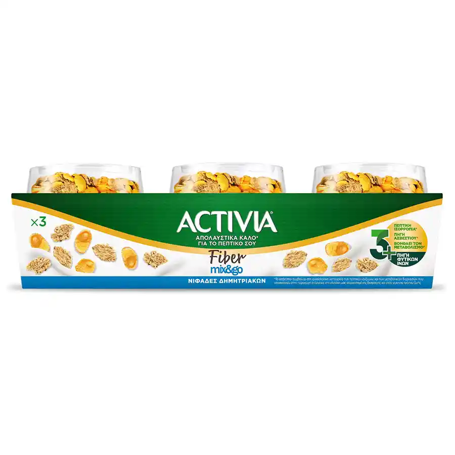 Activia Fiber Επιδόρπιο Γιαουρτιού & Νιφάδες Δημητριακών 3x163γρ.