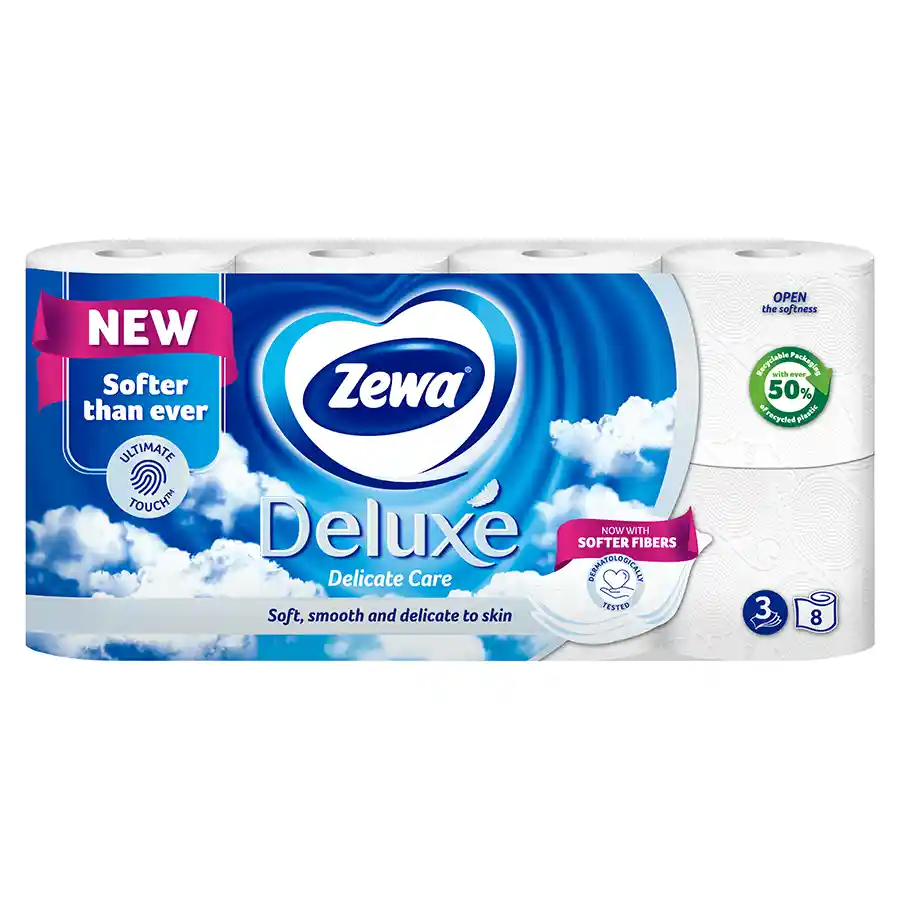Zewa Deluxe Χαρτί Υγείας Delicate Care 3Φύλλων 8τεμ. 704γρ.