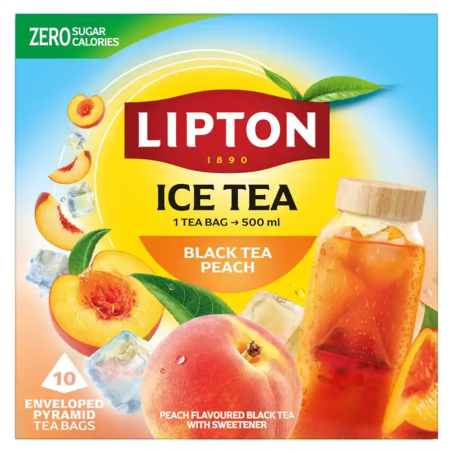 Lipton Κρύο Τσάι Μαύρο Ροδάκινο Χωρίς Ζάχαρη Σε Πυραμίδες 10x3,5γρ.