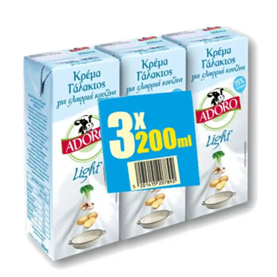 Adoro Κρέμα Γάλακτος Light 15% Λιπαρά 3x200ml.