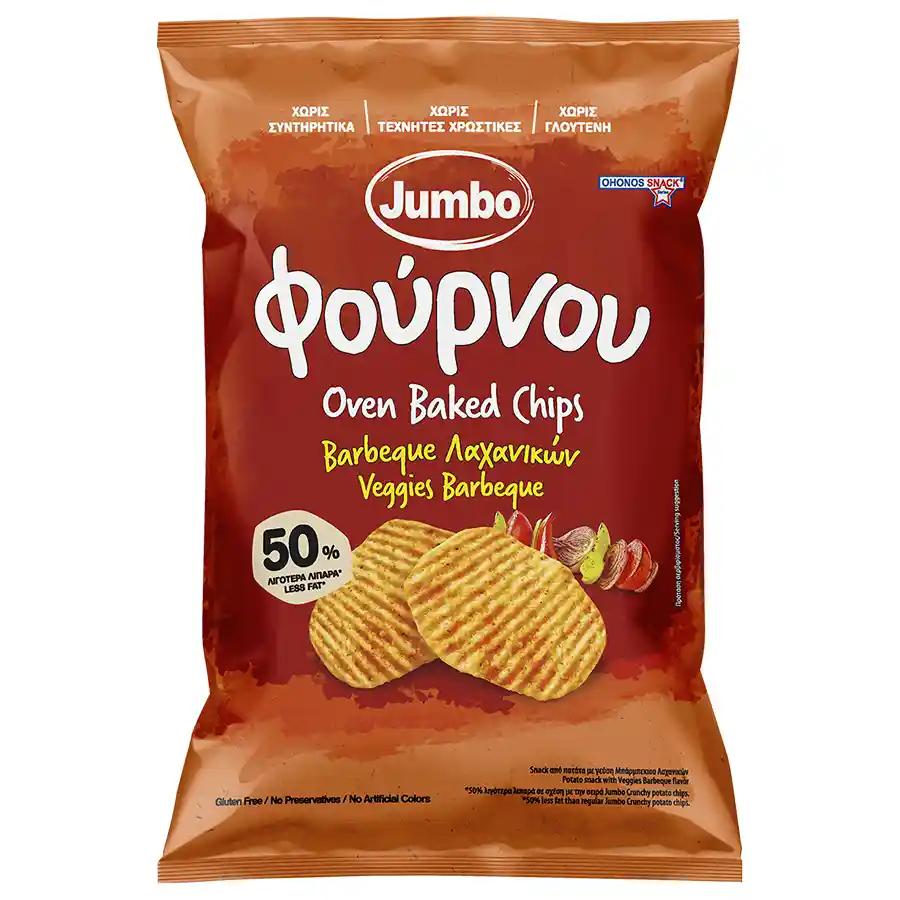 Ohonos Snack Jumbo Τσιπς Φούρνου BBQ Λαχανικών Χωρίς Γλουτένη 100γρ.