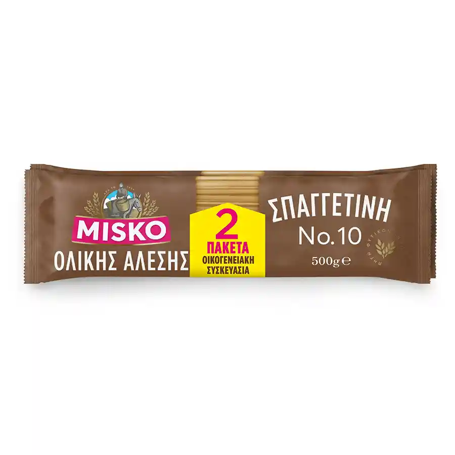 Misko Σπαγγέτι Ολικής Άλεσης Νo10 Οικογενειακή Συσκευασία 2x500γρ.