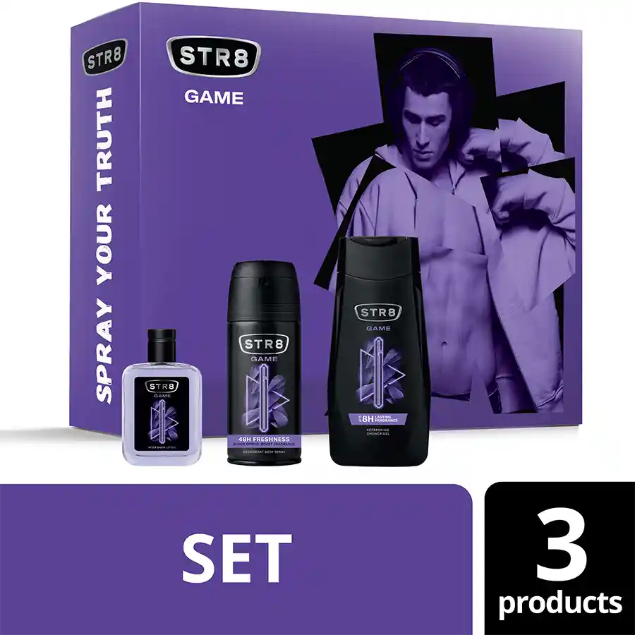 Str8 Game After Shave 100ml+ Str8 Game Αποσμητικό Σπρέι 150ml +Str8 Game Ντους 250ml.