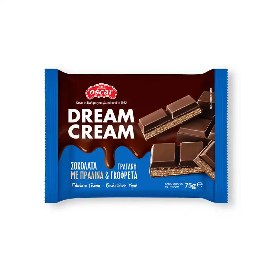 Oscar Dream Cream Σοκολάτα Με Γκοφρέτα 75γρ. 
