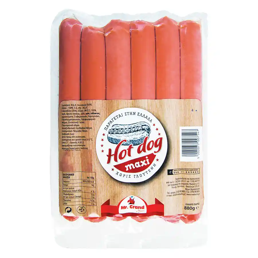 MrGrand Λουκάνικα Hot Dog Χωρίς Γλουτένη 880γρ.