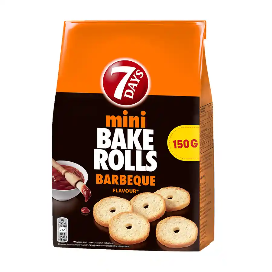 7Days Bake Rolls Μίνι Παξιμαδάκια Barbeque 150γρ.