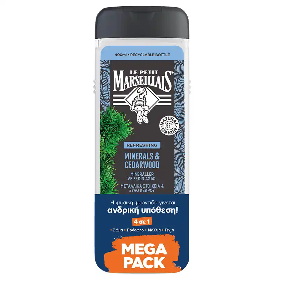 Le Petit Marseillais Men Αφρόλουτρο Minerals & Κέδρος 2x400ml.