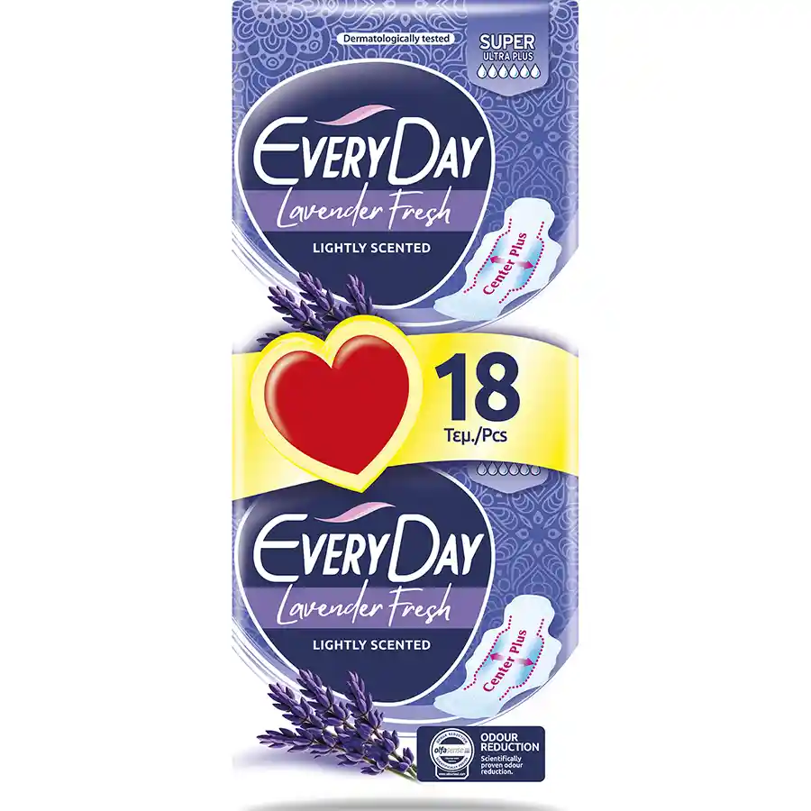 Every Day Lavender Fresh Σερβιέτες Super Ultra Plus Economy 18τεμ.