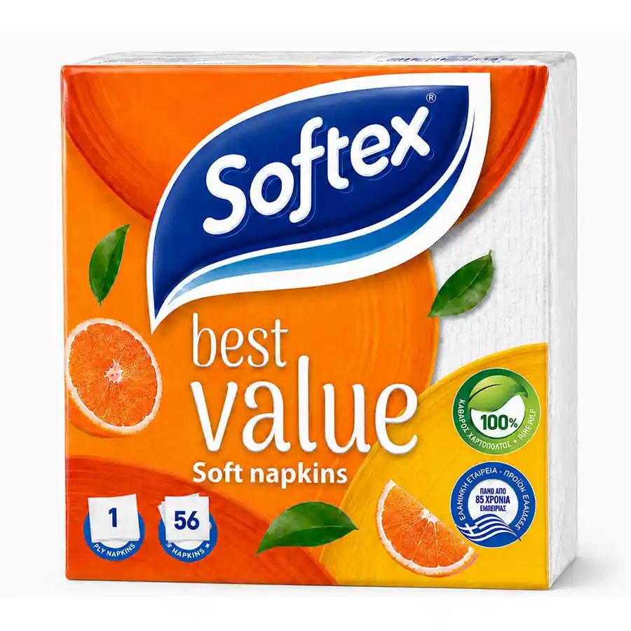 Softex Χαρτοπετσέτες Λευκές 56 Φύλλων 86γρ.