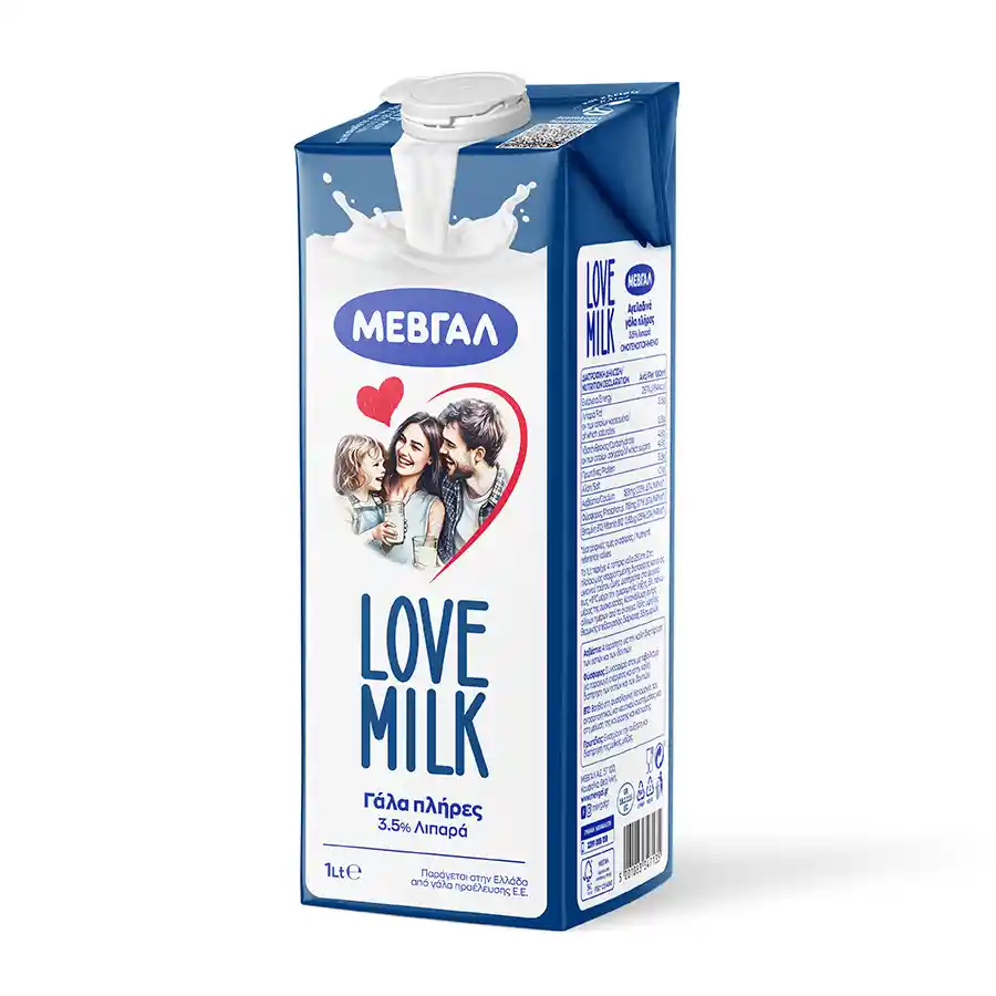 Μεβγάλ Love Milk Γάλα 3,5% Λιπαρά Υψηλής Θερμικής Επεξεργασίας 1lt.