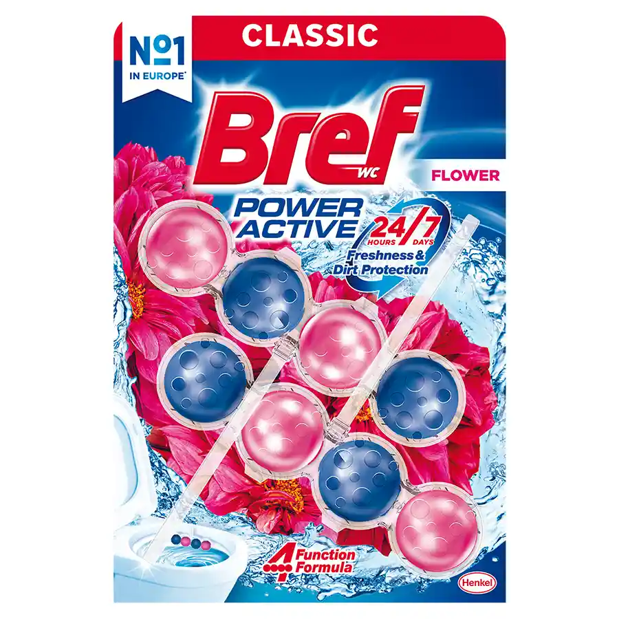 Bref Wc Power Active Μπλοκ Τουαλέτας Flower 2x50γρ.