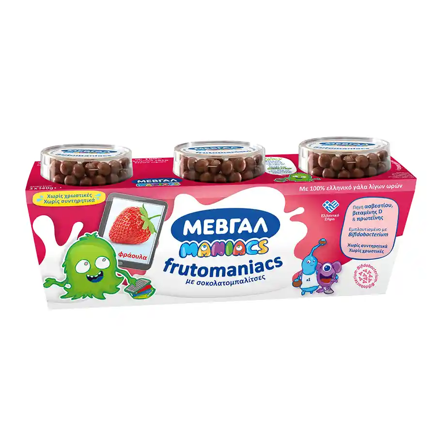 Μεβγάλ Frutomaniacs Επιδόρπιο Γιαουρτιού Φράουλα 3x140γρ.