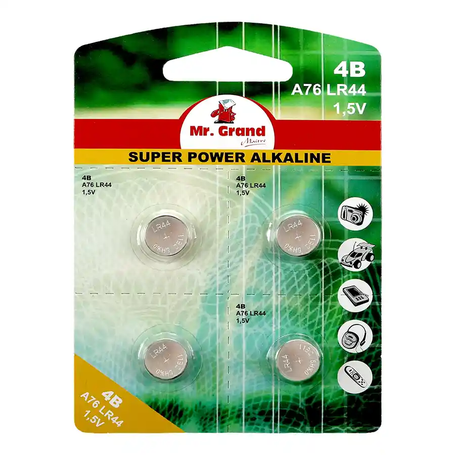 MrGrand Μπαταρίες Αλκαλικές Α76 LR44 1,5V 4τεμ.