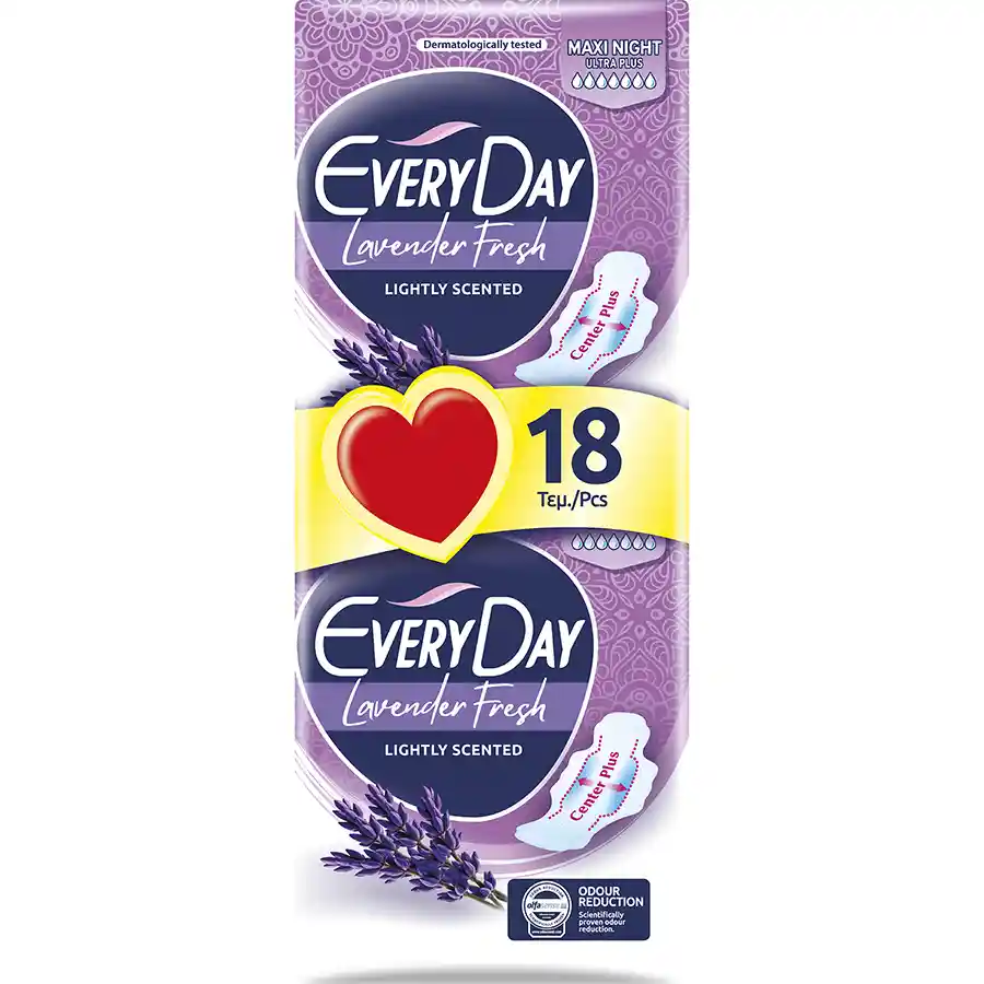 Every Day Lavender Fresh Σερβιέτες Maxi Night Ultra Plus Economy 18τεμ.