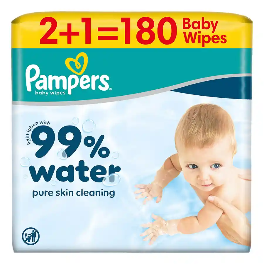 Pampers Aqua Μωρομάντηλα 99% Water 60τεμ. 2+1 Δώρο
