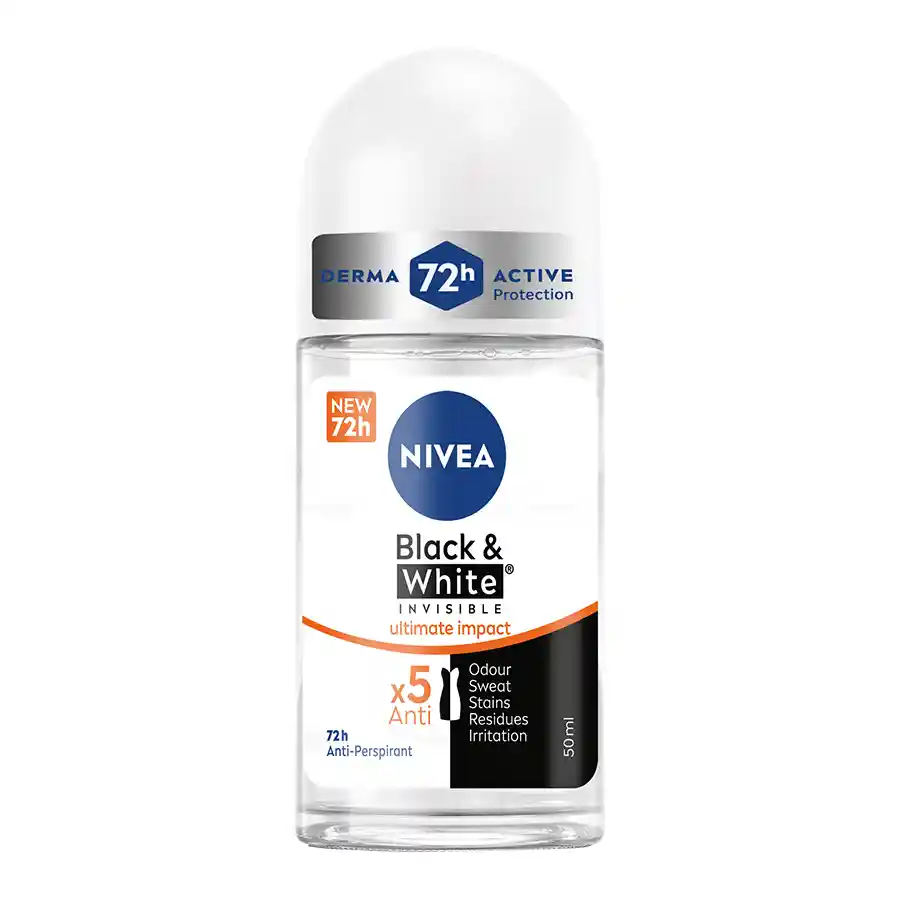 Nivea Black & White Invisible Ultimate Impact Clear Αποσμητικό Roll-On 50ml.