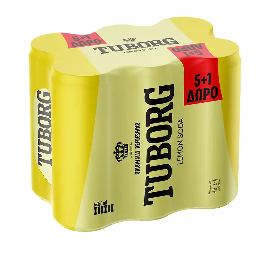 Tuborg Σόδα Λεμόνι Χωρίς Ζάχαρη 330ml. 5+1Δώρο