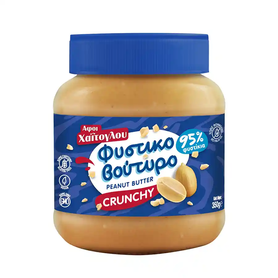 Αφοί Χαΐτογλου Φυστικοβούτυρο Crunchy Χωρίς Γλουτένη 350γρ.
