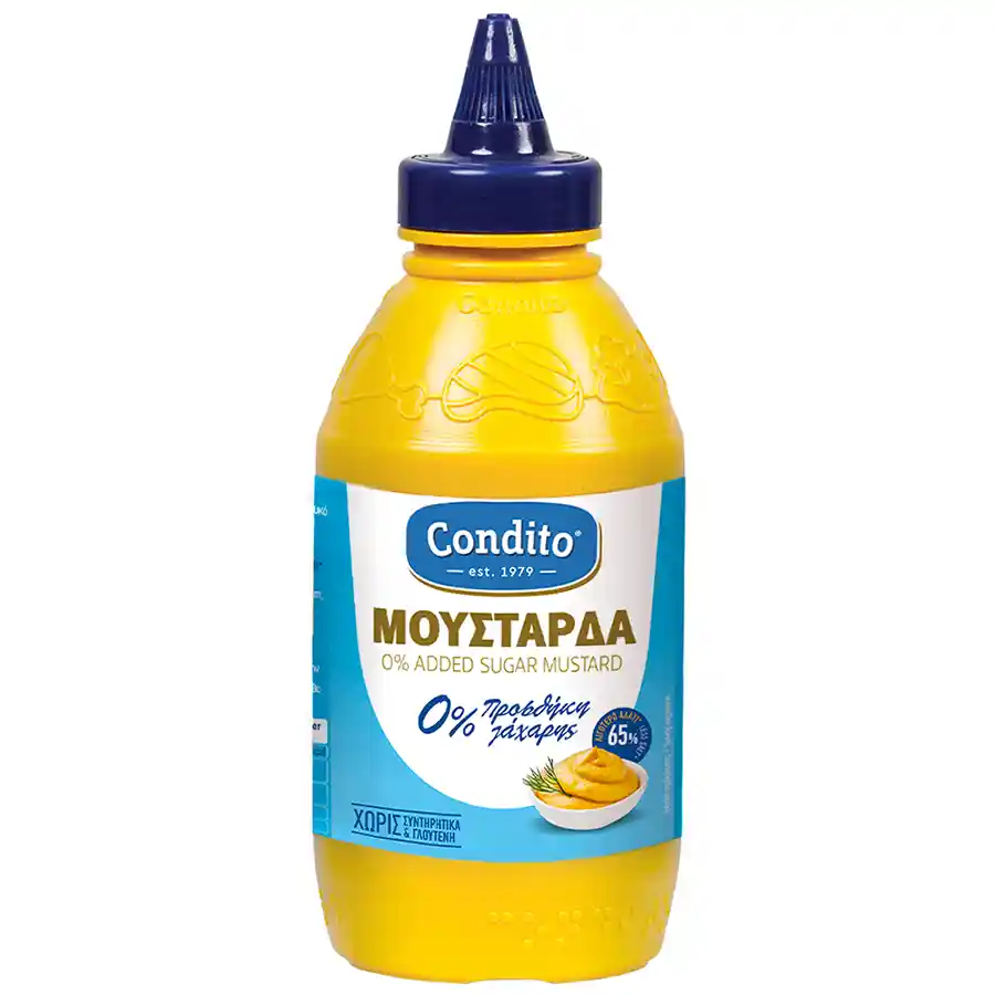 Condito Μουστάρδα Χωρίς Γλουτένη 0% Προσθήκη Ζάχαρης 65% Λιγότερο Αλάτι 500γρ.