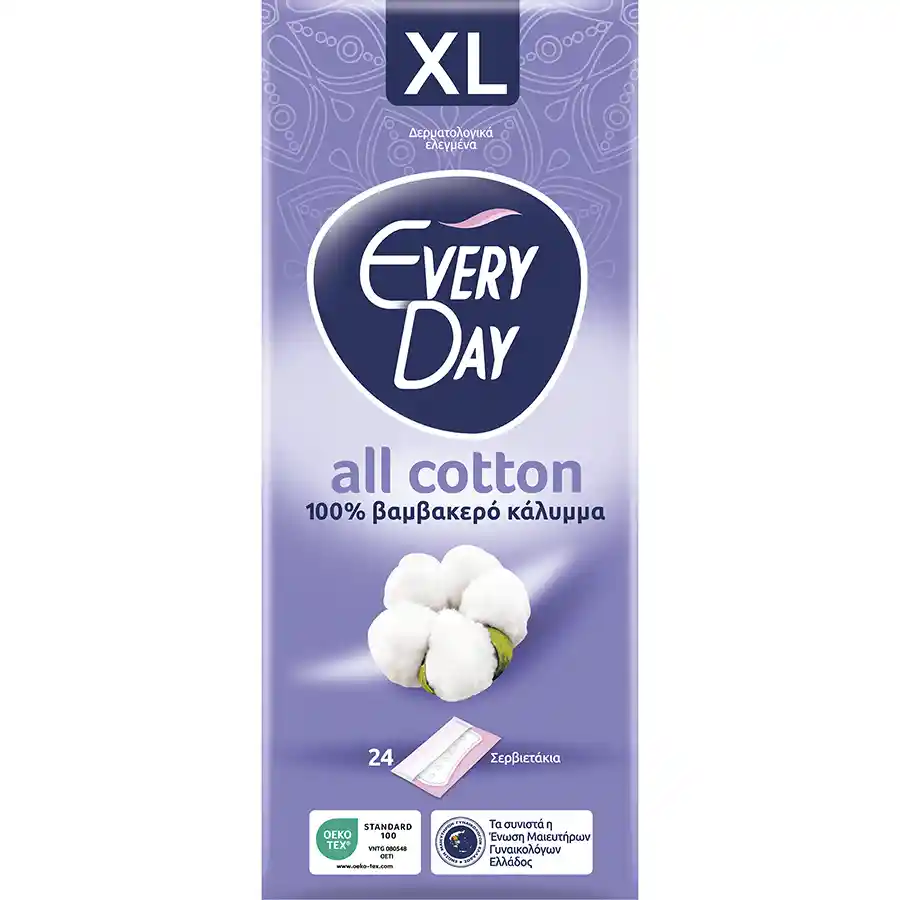 Every Day Σερβιετάκια All Cotton Extra Long 24τεμ.