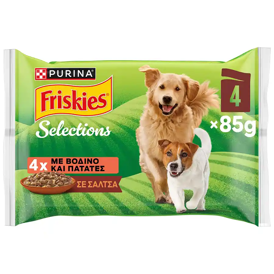 Purina Friskies Σκυλοτροφή Adult Βοδινό & Πατάτες Σε Σάλτσα 4x85γρ.