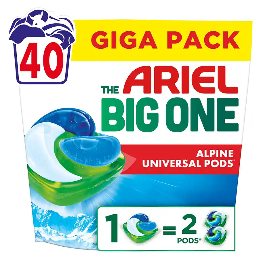 Ariel Big One Pods Απορρυπαντικό Πλυντηρίου Ρούχων Alpine 40τεμ.