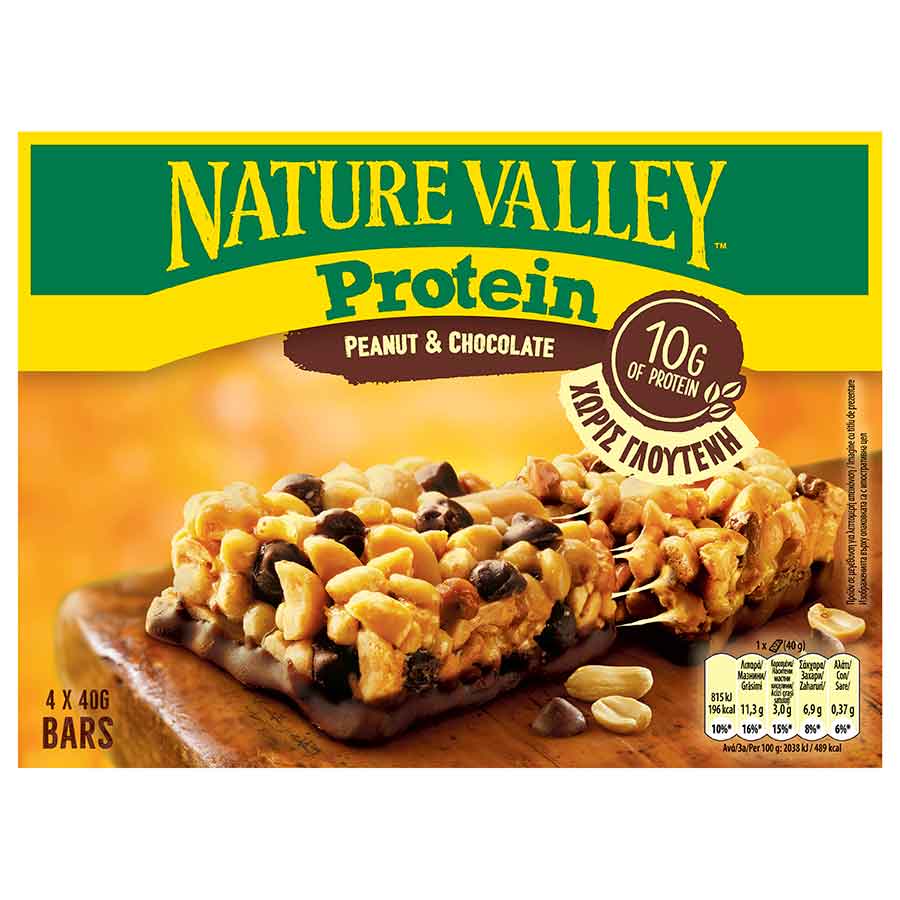 Nature Valley Protein Μπάρες Δημητριακών Με Φιστίκια & Σοκολάτα Χωρίς Γλουτένη 4x40γρ.