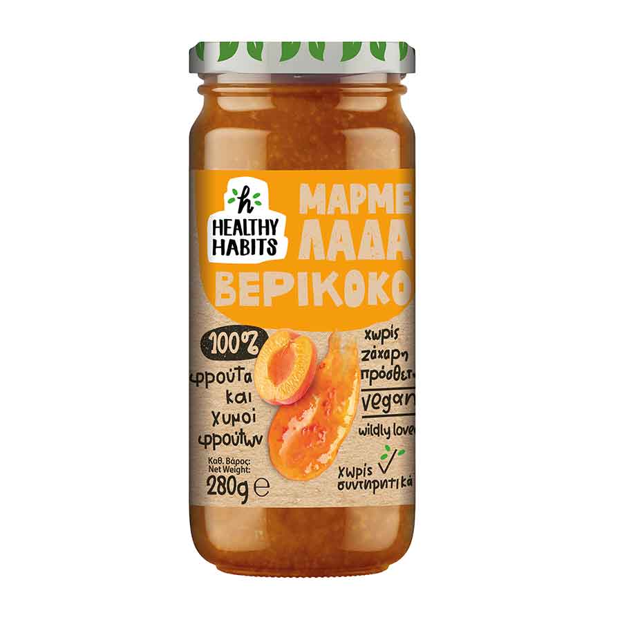 Healthy Habits Μαρμελάδα Βερίκοκο 100% Φρούτο & Χυμοί Φρούτων 280γρ.