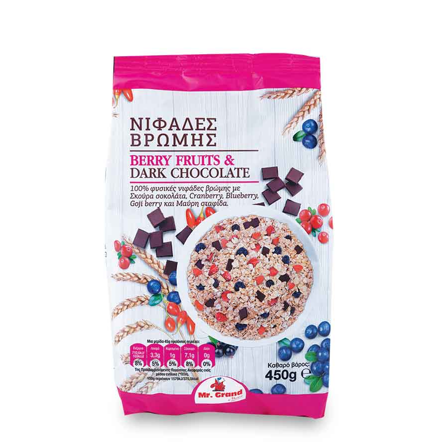 MrGrand Νιφάδες Βρώμης Berry Fruits & Dark Chocolate 450γρ.