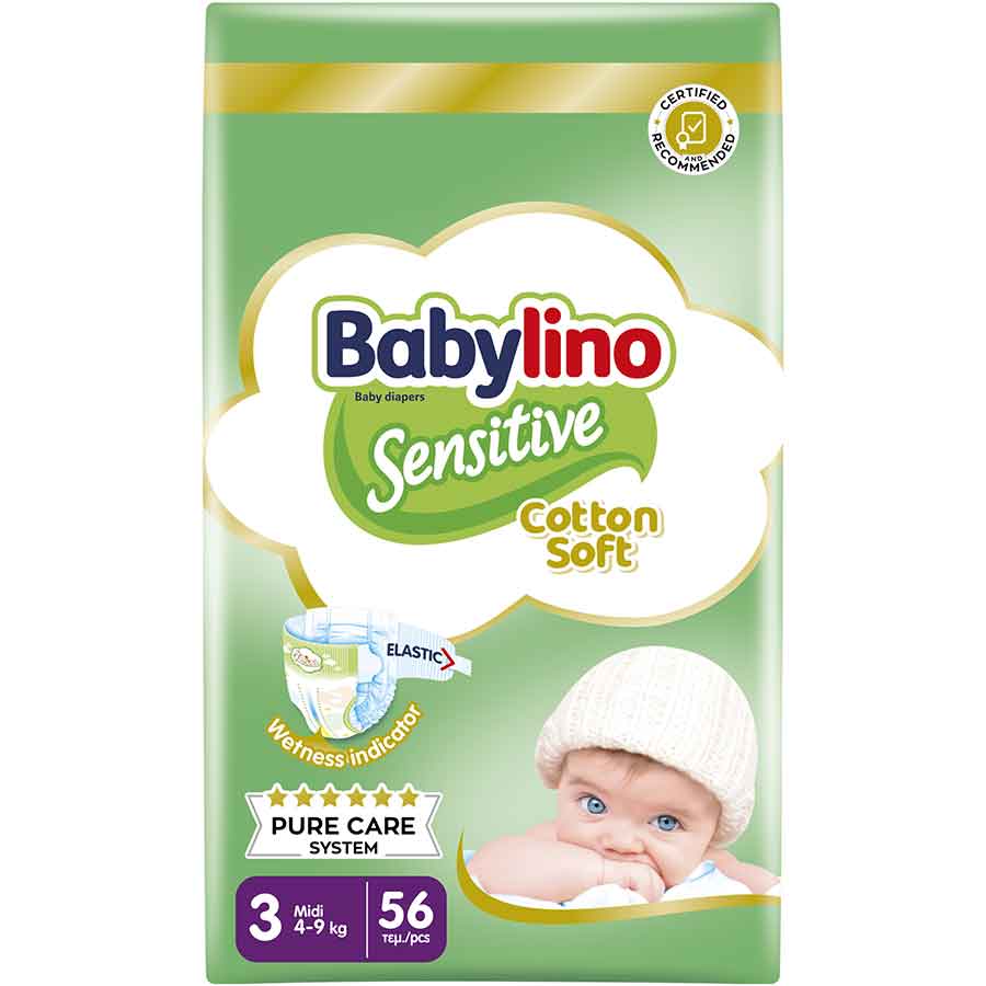 Babylino Sensitive Πάνες No3 (4-9kg.) Economy 56τεμ. 