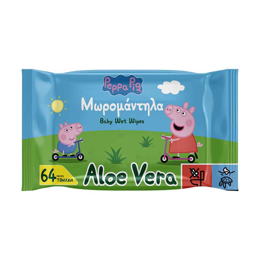 Peppa Pig Μωρομάντηλα Aloe Vera 64τεμ.