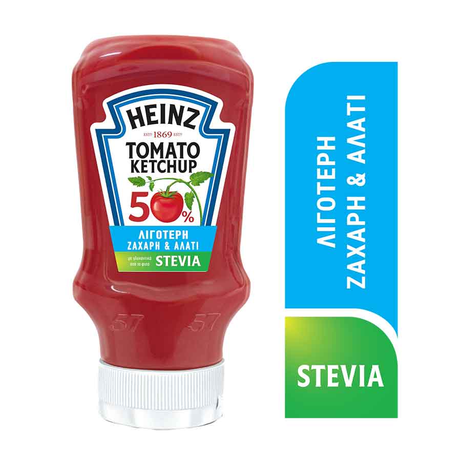 Heinz Κέτσαπ Top Down Με 50% Λιγότερο Αλάτι & Ζάχαρη 435γρ.