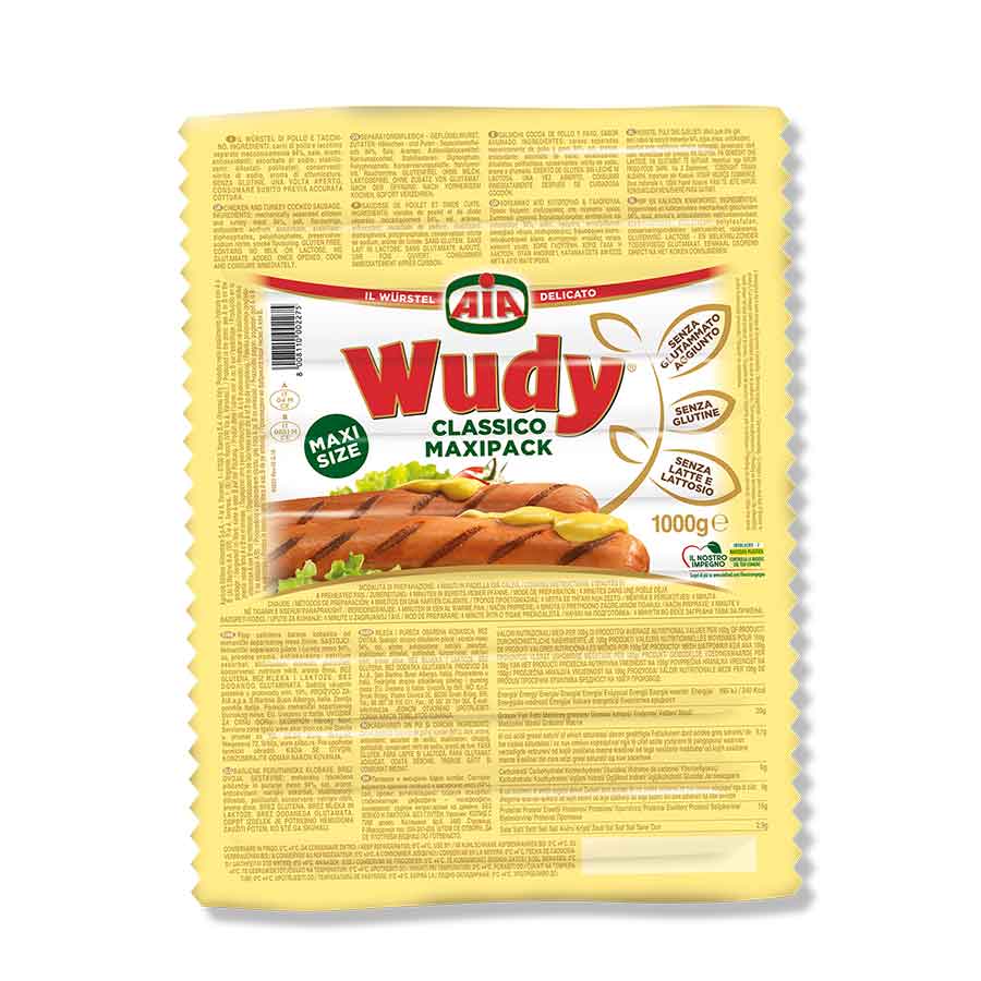 Aia Wudy Λουκάνικα Κοτόπουλο & Γαλοπούλα Ιταλίας Τύπου Φρανκφρούτης Maxi 1kg.
