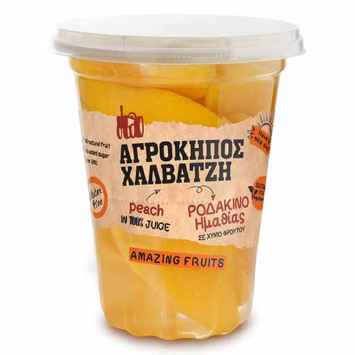 Αγρόκηπος Χαλβατζή Φρουτοσαλάτα Ροδάκινο Ημαθίας Χωρίς Γλουτένη 400γρ. 