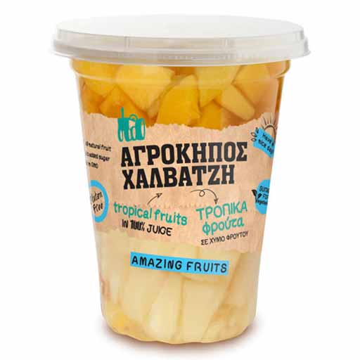 Αγρόκηπος Χαλβατζή Φρουτοσαλάτα Τροπικά Φρούτα Χωρίς Γλουτένη 400γρ. 