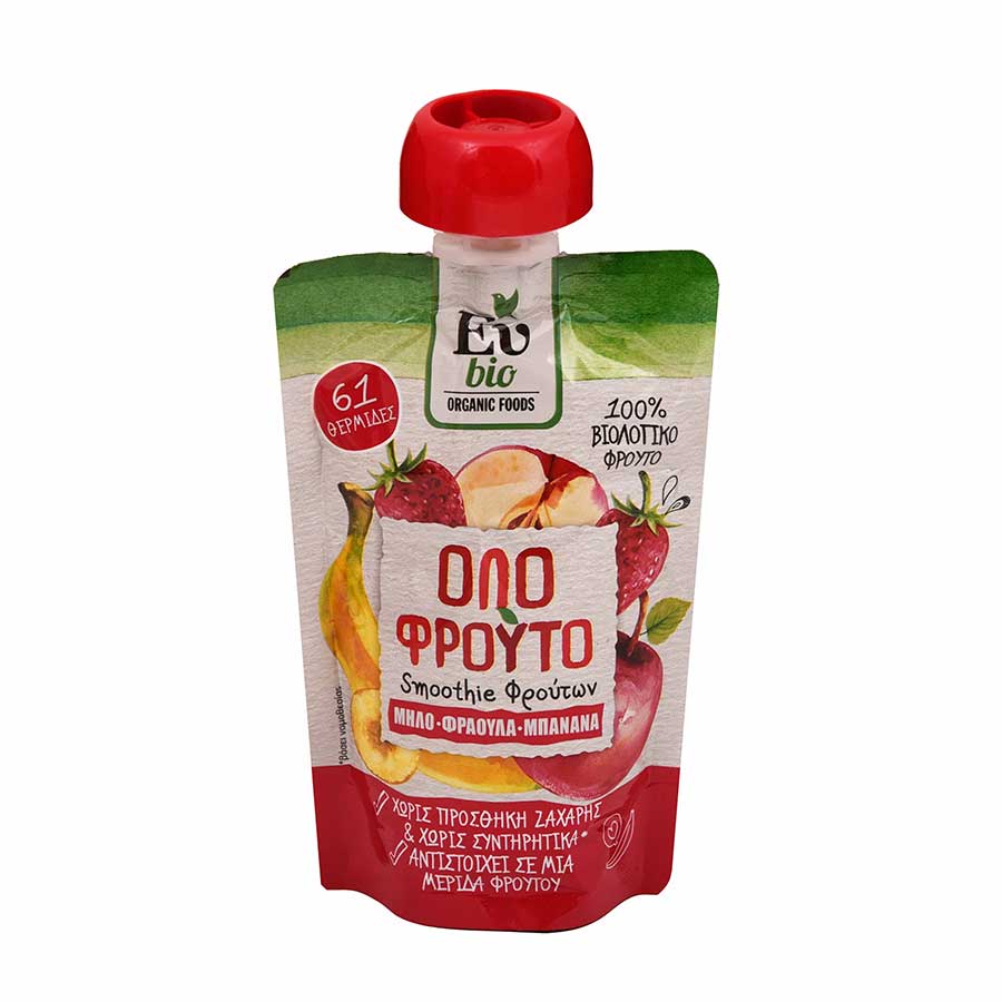Ευ Βιοκαρπός Smoothies Bio Πουρές Μήλο Φράουλα Μπανάνα 100γρ.