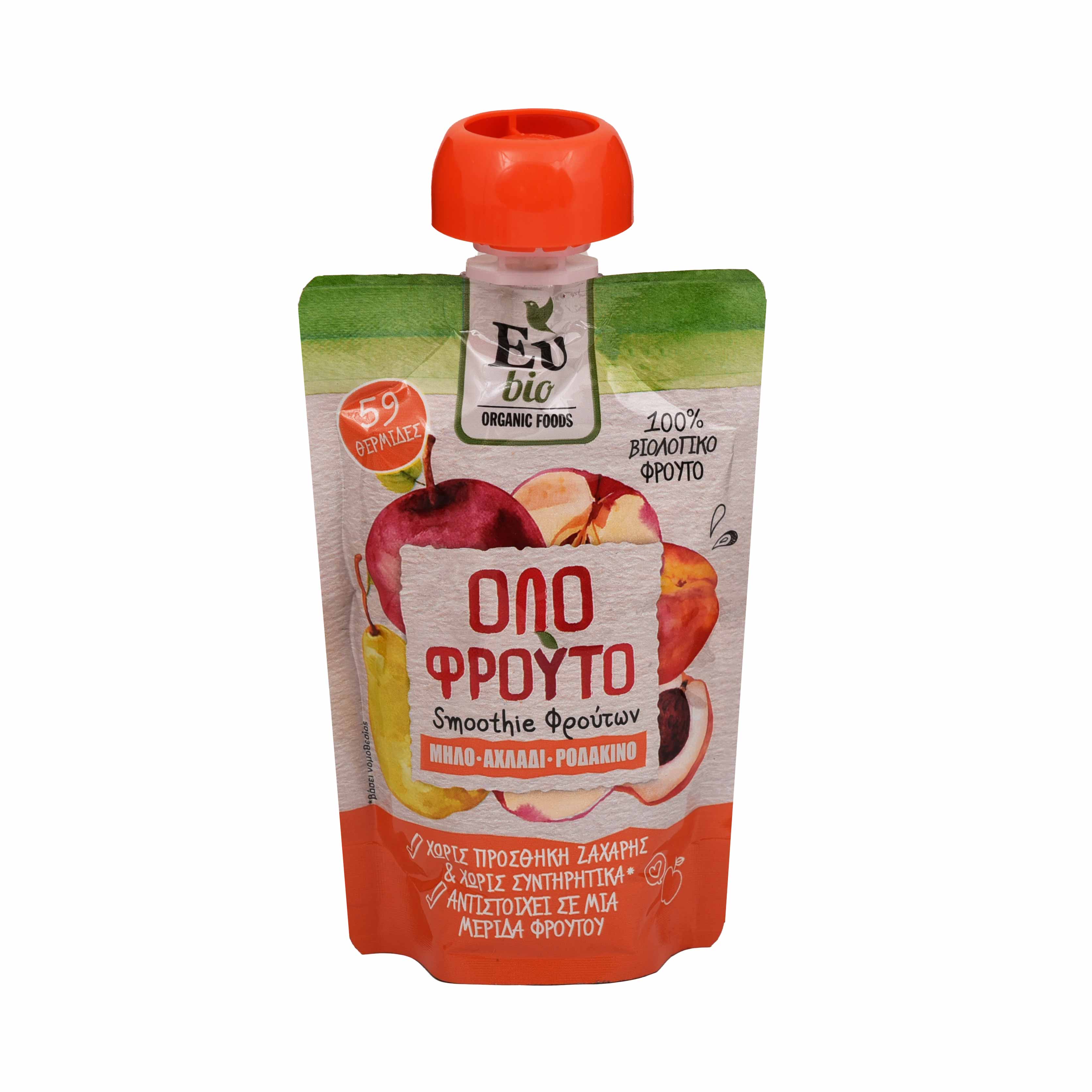 Ευ Βιοκαρπός Smoothies Bio Πουρές Μήλο Ροδάκινο Αχλάδι 100γρ.