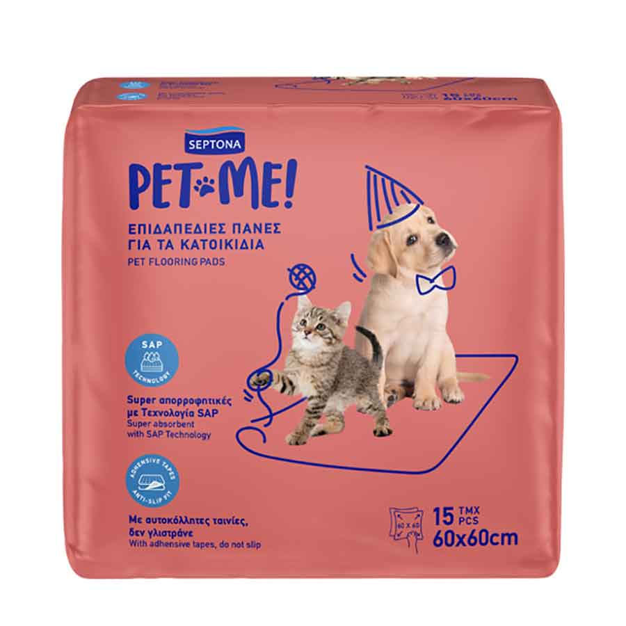Septona Pet Me Πάνες Επιδαπέδιες Για Κατοικίδια 60x60cm. 15τεμ.