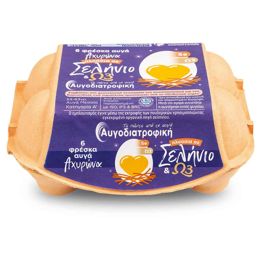 Αυγοδιατροφική Αυγά Αχυρώνα Σελήνιο 6x53-63γρ. 