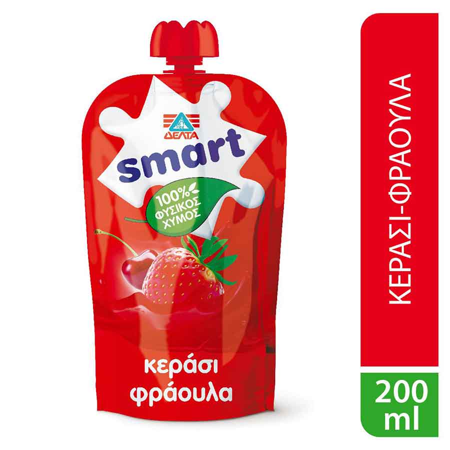 Δέλτα Smart Φυσικός Χυμός Κεράσι & Φράουλα 200ml.