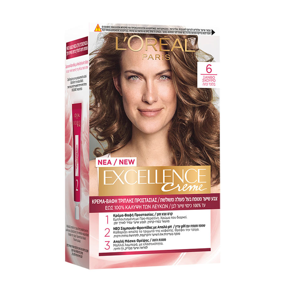 L'oreal Paris Excellence Βαφή Μαλλιών No6 Ξανθό Σκούρο 48ml.