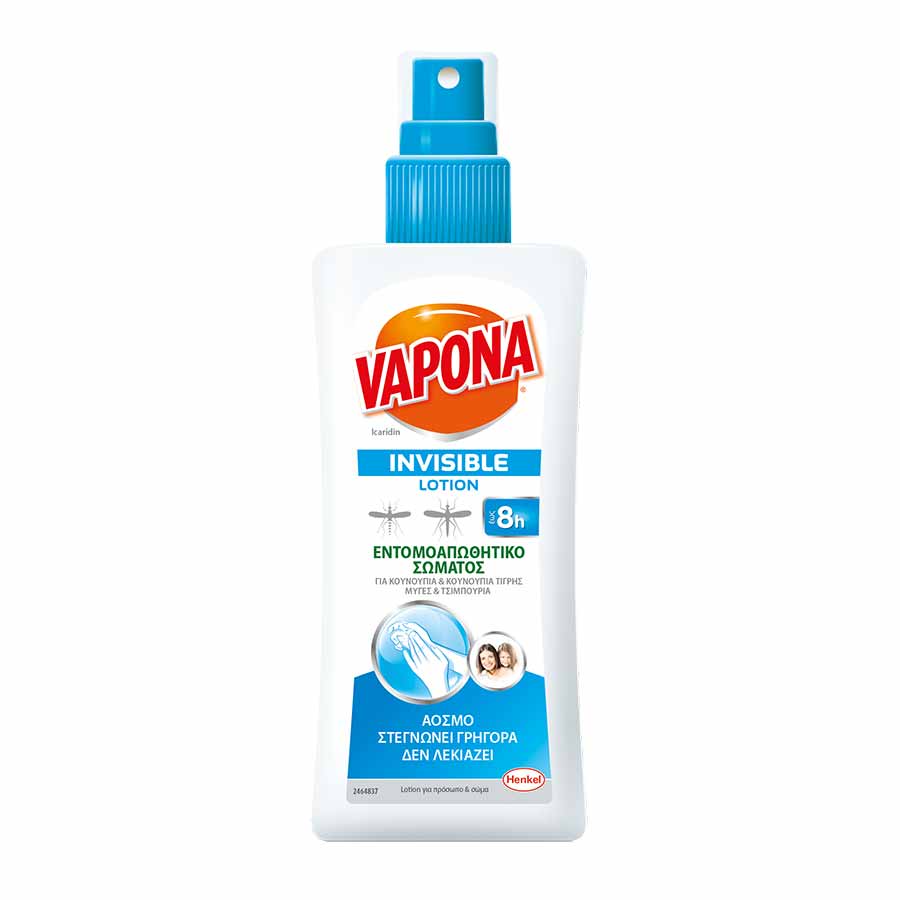 Vapona Invisible Lotion Εντομοαπωθητικό Σώματος Σπρέι 100ml.