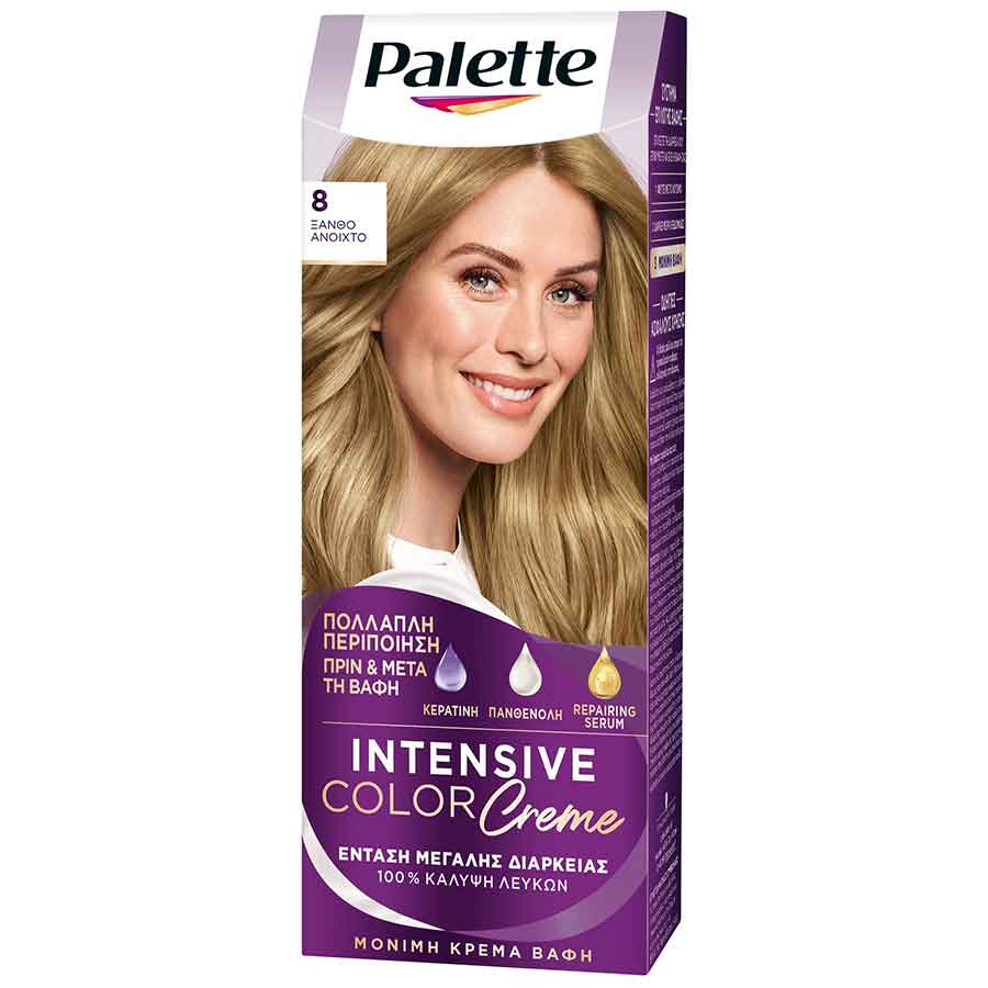 Schwarzkopf Palette Intensive Color Creme Βαφή Μαλλιών No8 Ξανθό Ανοιχτό 