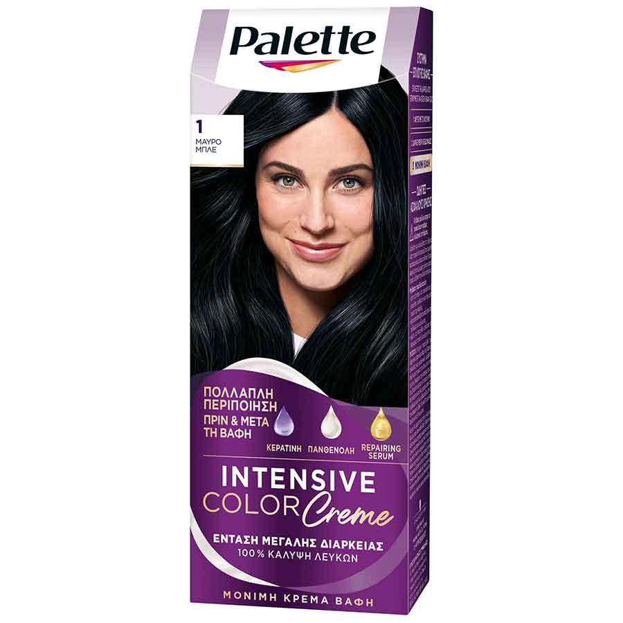 Schwarzkopf Palette Intensive Color Creme Βαφή Μαλλιών No1 Μαύρο Μπλε 