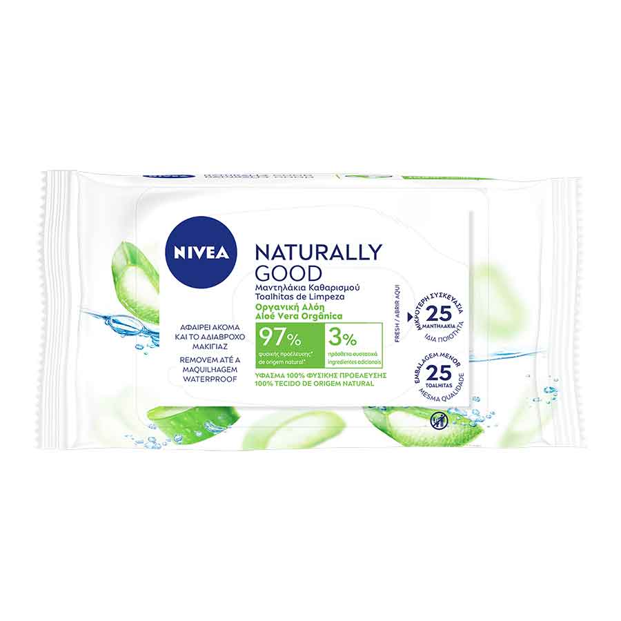 Nivea Naturally Good Aloe Vera Μαντηλάκια Καθαρισμού 25τεμ.